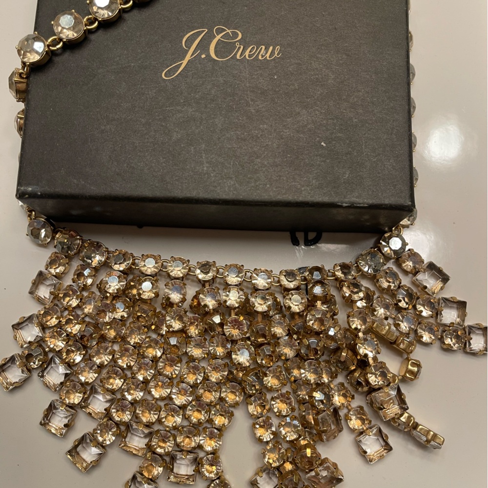 J. Crew Gold Crystal Statement Necklace